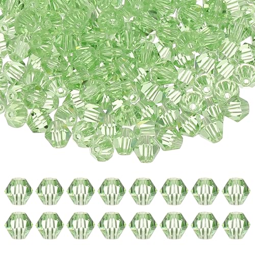 PATIKIL 4mm Bicone Crystal Beads, 400 Stk. Glas Facettierte Bicone Perlen Lose Spacer Perle für Schmuckherstellung Armband Halskette Ohrringe, Hellgrün von PATIKIL