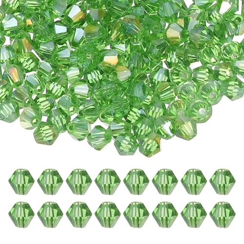 PATIKIL 4mm Bicone Kristallperlen, 400 Stück Glas facettierte Bicone Perlen lose Spacer Perle für Schmuckherstellung Armband Halskette Ohrringe, Grün von PATIKIL