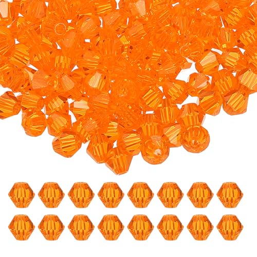 PATIKIL 4mm Bicone Kristallperlen, 400 Stück Glas facettierte Bicone Perlen lose Spacer Perle für Schmuckherstellung Armband Halskette Ohrringe, Orange von PATIKIL