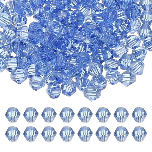 PATIKIL 4mm Bicone Kristallperlen, 400 Stück Glas facettierte Bicone Perlen lose Spacer Perle für die Schmuckherstellung Armband Halskette Ohrringe, Hellblau von PATIKIL