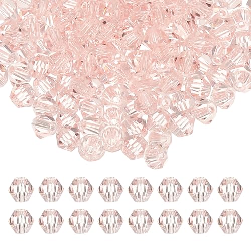 PATIKIL 4mm Bicone Kristallperlen, 400 Stück Glas facettierte Bicone Perlen lose Spacer für Schmuckherstellung Armband Halskette Ohrringe, Pink von PATIKIL