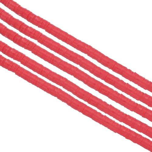PATIKIL 4mm Runde Flache Clay Perlen Set Spacer, 1750 Stück 5 Stränge Handgemachte Handwerk Perlen für Armbänder Halskette Ohrringe DIY Teile Schmuck Herstellung, Rot von PATIKIL