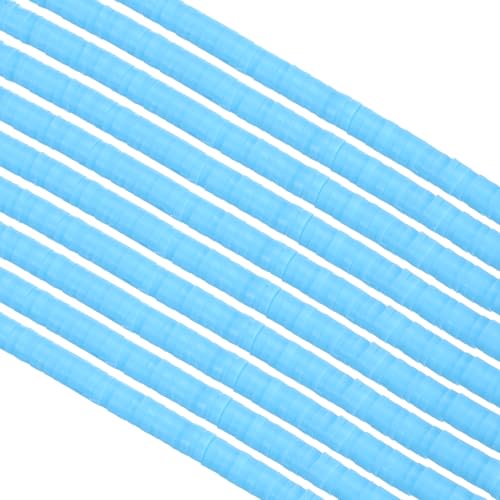 PATIKIL 4mm Runde Flache Clay Perlen Set Spacer, 3500 Stück 10 Stränge Handgemachte Handwerk Perlen für Armbänder Halskette Ohrringe DIY Teile Schmuck Herstellung, Himmelblau von PATIKIL