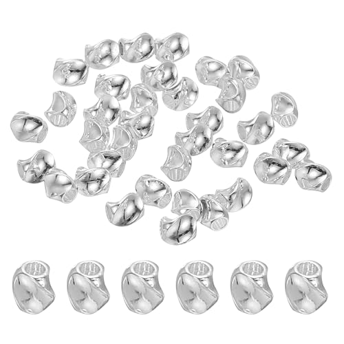 PATIKIL 4mm Silberbeschichtete Laser gefüllte Abstandperlen, 36 Stück Metallglatt facettierte runde Kugelperlen für Armband Schmuckherstellung Halskette DIY (Unregelmäßige Form) von PATIKIL