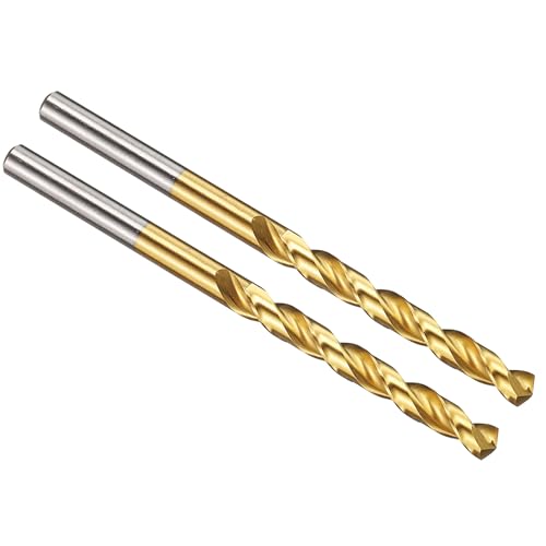 PATIKIL 5,1 mm Bohrer, M42 8% Hochgeschwindigkeitsstahl Jobber Gerader Schaft 135° Titan-Nitrid (TiN) beschichtet für Hartmetall-Edelstahl - 2er Pack von PATIKIL