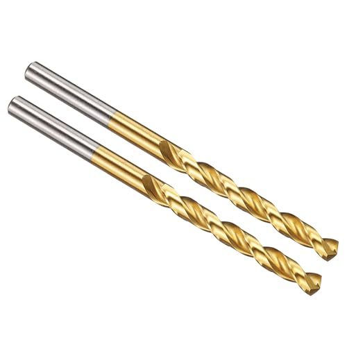 PATIKIL 5,2 mm Bohrer, M42 8% Hochgeschwindigkeitsstahl Jobber Gerader Schaft 135° Titan-Nitrid (TiN) beschichtet für Hartmetall-Edelstahl - 2er Pack von PATIKIL