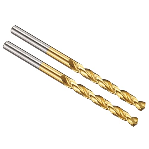 PATIKIL 5,4 mm Bohrer, M42 8% Hochgeschwindigkeitsstahl Jobber Gerader Schaft 135° Titan-Nitrid (TiN) beschichtet für Hartmetall-Edelstahl - 2er Pack von PATIKIL