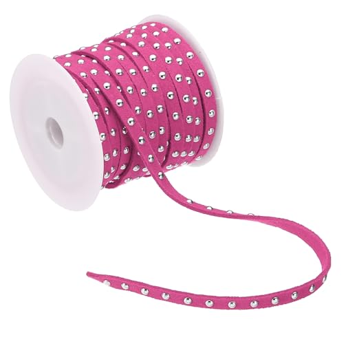 PATIKIL 5,5 Yards Nietenbesetztes Kunstlederseil für die Schmuckherstellung, 5mm Mikrofaser-Flachlederschnur mit Nieten, Rosarot Silber PATIKIL 5,5 Yards Nietenbesetztes Kunstlederseil für die Schmuckherstellung, 5mm Mikrofaser-Flachlederschnur mit Nieten, Rosarot Silber von PATIKIL