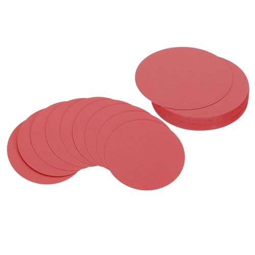 PATIKIL 5 Zoll Kreiskartenkarton, 50 Stück runde Formausschnitte Papier dicker Kartonuntersetzer für DIY Bastelprojekte Klassenzimmer Pinnwanddekoration, Rot von PATIKIL
