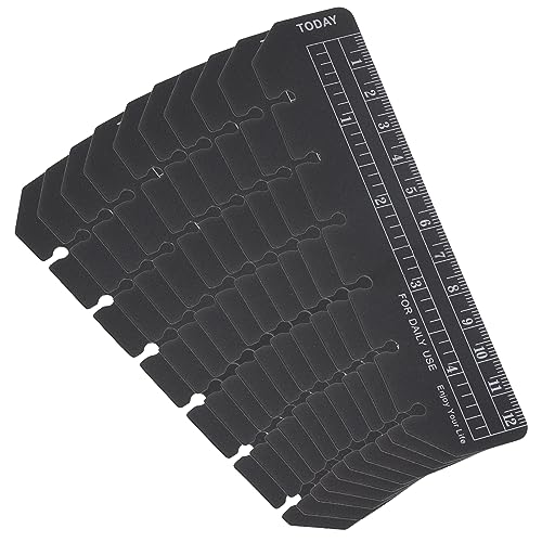 PATIKIL 5.3"x1.4" Lesezeichen Lineal 10 Pack Steckbar Lineal Seitenmarker Buchzeichen Messgeräte für A7 Größe 6-Loch Bindemittel Notebook Schwarz von PATIKIL