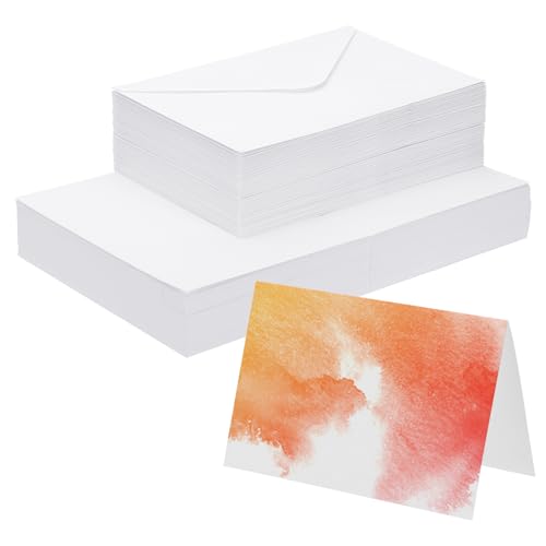 PATIKIL 50 Sets reine Baumwoll-Aquarellkarten 140lb/300 GSM Postkarten mit Umschlägen für Kunstmalerei Kreative Dankesnotizen, 5x7 Zoll faltbare Größe PATIKIL 50 Sets reine Baumwoll-Aquarellkarten 140lb/300 GSM Postkarten mit Umschlägen für Kunstmalerei Kreative Dankesnotizen, 5x7 Zoll faltbare Größe von PATIKIL