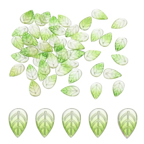 PATIKIL 50 Stück 18mm Kandi Beads for Jewellery Making, Perlen zum Auffädeln für Schmuckherstellung, DIY Armbänder, Halsketten Handwerk(Gold-Pulver-Grün-Farbverlauf) von PATIKIL