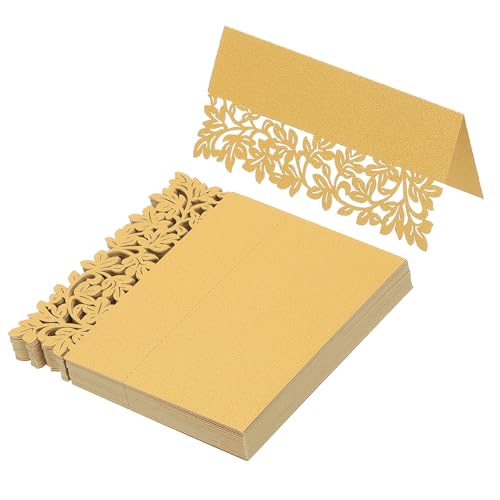 PATIKIL 50 Stück Hochzeit Tischkarten, Laser Cut Blätter Tischplatzkarte Namenskarten für Tischdekoration Hochzeitsfeier Geburtstag Kommunion Taufe Feier, Goldton PATIKIL 50 Stück Hochzeit Tischkarten, Laser Cut Blätter Tischplatzkarte Namenskarten für Tischdekoration Hochzeitsfeier Geburtstag Kommunion Taufe Feier, Goldton von PATIKIL