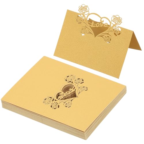 PATIKIL 50 Stück Hochzeit Tischkarten, Laser Cut Rose Love Heart Tischplatzkarte Namenskarten für Tischdekoration Hochzeitsfeier Geburtstag Kommunion Taufe Feier, Goldton PATIKIL 50 Stück Hochzeit Tischkarten, Laser Cut Rose Love Heart Tischplatzkarte Namenskarten für Tischdekoration Hochzeitsfeier Geburtstag Kommunion Taufe Feier, Goldton von PATIKIL