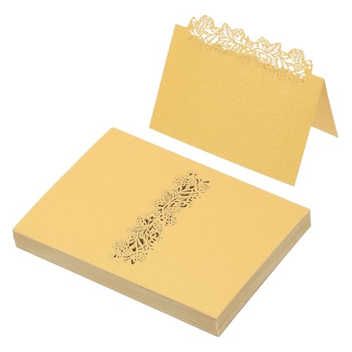 PATIKIL 50 Stück Hochzeit Tischkarten, Laser Cut Rose Tischplatzkarte Namenskarten für Tischdekoration Hochzeitsfeier Geburtstag Kommunion Taufe Feier, Goldton PATIKIL 50 Stück Hochzeit Tischkarten, Laser Cut Rose Tischplatzkarte Namenskarten für Tischdekoration Hochzeitsfeier Geburtstag Kommunion Taufe Feier, Goldton von PATIKIL