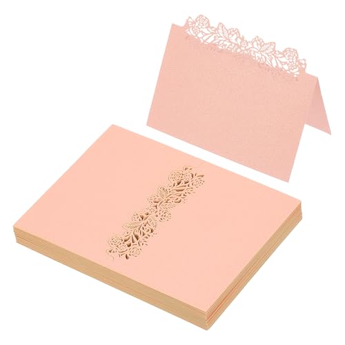 PATIKIL 50 Stück Hochzeit Tischkarten, Laser Cut Rose Tischplatzkarte Namenskarten für Tischdekoration Hochzeitsfeier Geburtstag Kommunion Taufe Feier, Pink von PATIKIL