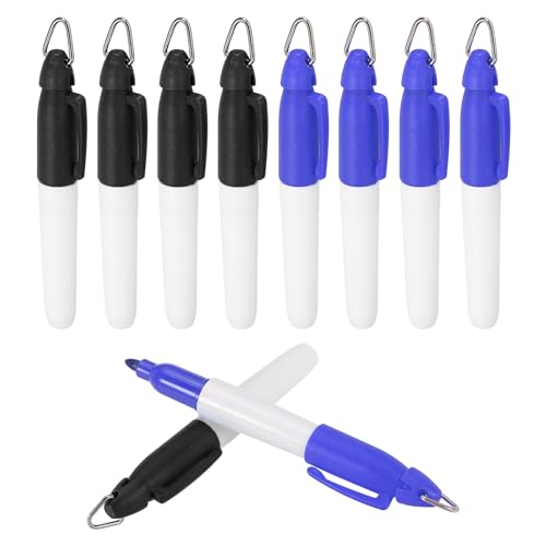 PATIKIL 50 Stück Mini Permanent Marker mit Clips Golfball-Marker Stift Abzeichen Tinte Stifte Golf Schlüsselanhänger Clips für Home Office Zubehör Sport Outdoor-Aktivitäten, Schwarz Blau von PATIKIL