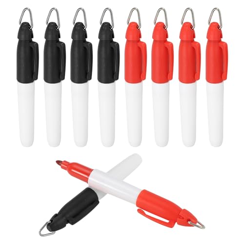 PATIKIL 50 Stück Mini Permanent Marker mit Clips Golfball-Marker Stift Abzeichen Tinte Stifte Golf Schlüsselanhänger Clips für Home Office Zubehör Sport Outdoor-Aktivitäten, Schwarz Rot von PATIKIL