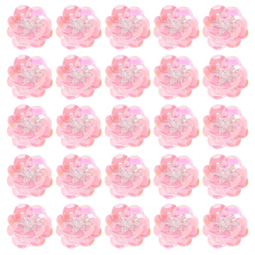 PATIKIL 50 Stück Pailletten Blumen Aufnäher, 0,8"/2cm Blumen Applikation mit Kristall Perlen zum Aufnähen auf Stoff Patch für Kleidung Schuhe Taschen Accessoire DIY Kleidung Handwerk, Rosa von PATIKIL