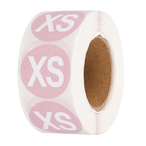 PATIKIL 500 Stück Kleideretiketten, XS Größenetikett Kleidungsetiketten Rund Selbstklebende Bekleidungsaufkleber für Boutique-Einzelhandel, Pink von PATIKIL