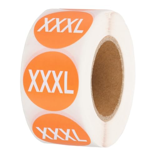 PATIKIL 500 Stück Kleideretiketten, XXXL Größenetikett Kleidungsetiketten Rund Selbstklebende Bekleidungsaufkleber für Boutique-Einzelhandel, Orange PATIKIL 500 Stück Kleideretiketten, XXXL Größenetikett Kleidungsetiketten Rund Selbstklebende Bekleidungsaufkleber für Boutique-Einzelhandel, Orange von PATIKIL