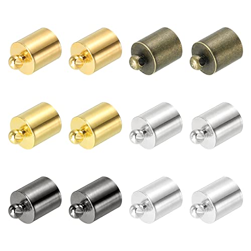 PATIKIL 50Stk Schnur End Kappen 7.6mm End Kappe Fassperlen Kumihimo Endkappen Messing für Leder Kordel Quasten Schmuck Herstellung 12mm Länge Vielfarbig von PATIKIL