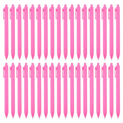 PATIKIL 50er Pack Schwarze Fass Klick Stifte, 1,0MM Schwarze Tinte Einziehbare Kugelschreiber, Mittlere Spitze Glatte Schreibstifte Bürobedarf, Pink. von PATIKIL