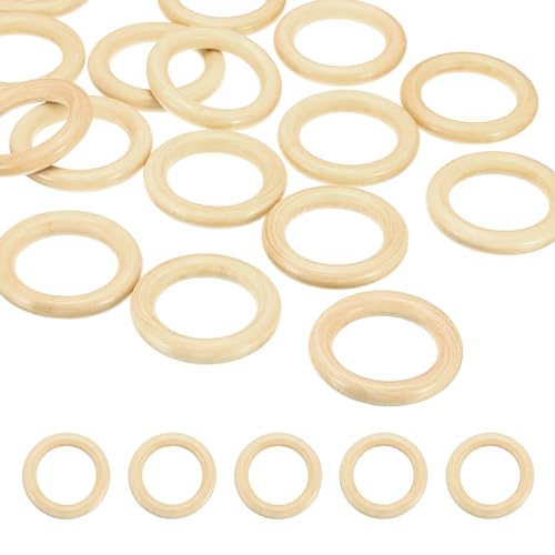 PATIKIL 50mm Naturholzringe, 30er Pack Holzringe Rund Verbindungsringe Holzschleife Kreis für Bastelarbeiten Anhänger DIY Schmuckherstellung Makramee, Holzfarbe PATIKIL 50mm Naturholzringe, 30er Pack Holzringe Rund Verbindungsringe Holzschleife Kreis für Bastelarbeiten Anhänger DIY Schmuckherstellung Makramee, Holzfarbe von PATIKIL