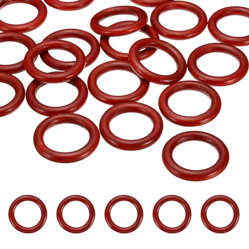 PATIKIL 50mm Naturholzringe, 30er Pack Holzringe Rund Verbindungsringe Holzschleife Kreis für Bastelarbeiten Anhänger DIY Schmuckherstellung Makramee, Rot von PATIKIL