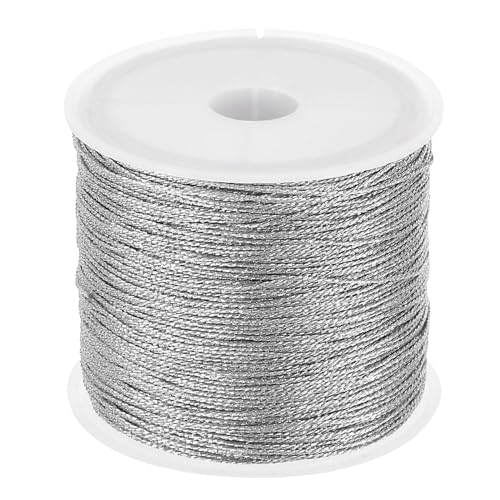 PATIKIL 55m/60yards Metallische Kordel 1 Rolle 0.4mm Durchm Tinsel Ornament Schnur Gewinde für Handwerk Sicken Schmuck Herstellung Geschenk Einpacken Dekoration Silber PATIKIL 55m/60yards Metallische Kordel 1 Rolle 0.4mm Durchm Tinsel Ornament Schnur Gewinde für Handwerk Sicken Schmuck Herstellung Geschenk Einpacken Dekoration Silber von PATIKIL