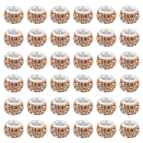 PATIKIL 5mm Loch Ton Spacer Perlen, 100er Pack Strass Europäische Polymer Perlen Bastelbedarf für Handwerk Dekor Kettenarmbänder Schmuckherstellung DIY, Champagner von PATIKIL