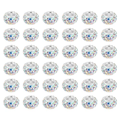 PATIKIL 5mm Loch Ton Zwischenperlen, 100er Pack Strass Europäische Polymerperlen Bastelbedarf für Schmuckherstellung DIY, Weiß von PATIKIL