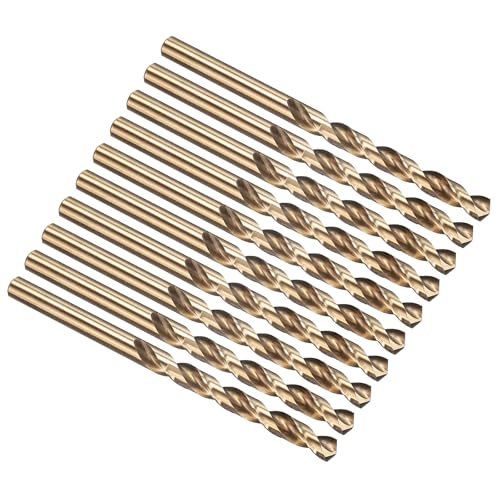 PATIKIL 6,4 mm Bohrer, Jobber gerade Schaft M35 Cobalt 5% High-Speed-Stahl 135° Gold-Finish für Edelstahl-Hartmetall - 10er Pack PATIKIL 6,4 mm Bohrer, Jobber gerade Schaft M35 Cobalt 5% High-Speed-Stahl 135° Gold-Finish für Edelstahl-Hartmetall - 10er Pack von PATIKIL
