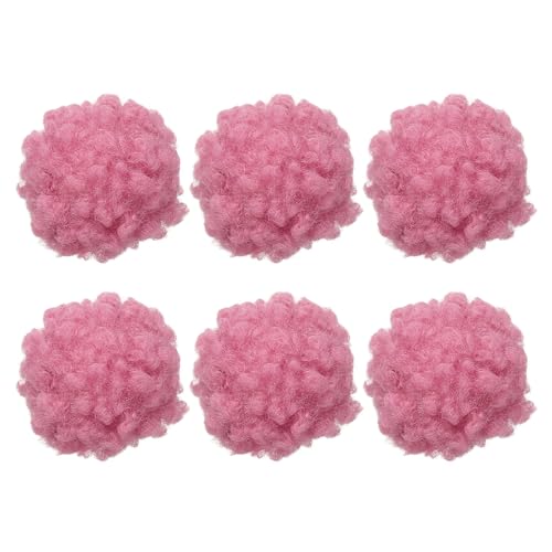 PATIKIL 6 Stück Handwerks-Pompons, 4-5 cm (1,5-1,9 Zoll) Garn-Pompons Großer Puffball mit elastischer Schlaufe für Schlüsselanhänger Strickmützen DIY , Pink von PATIKIL