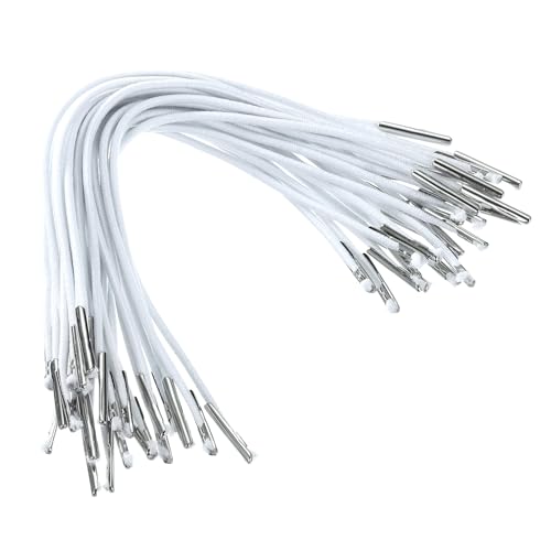 PATIKIL 6 Zoll elastisches Stacheldrahtseil, 100 Stück 1,6 mm Schlaufe Stretch Rundfaden mit Metallstachelbefestigungen für Hüte Masken Menüs Basteln Buch, Weiß (16,5 cm) von PATIKIL