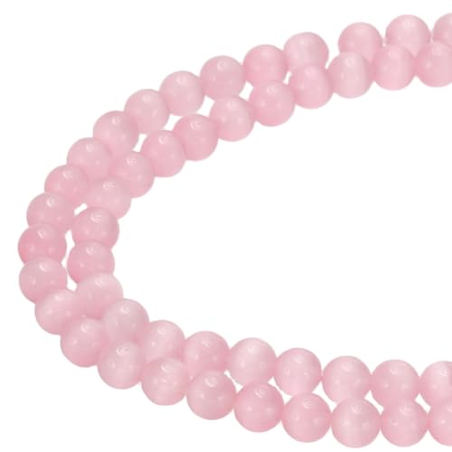 PATIKIL 6 mm Naturklare Quarzlose Perlen Set, 2 Stränge Kristallrunde Gesteinstrangperlen Perlenset Glasperlen für Armbänder Halskette Ohrringe DIY Teile Schmuck Herstellung, Rosa von PATIKIL