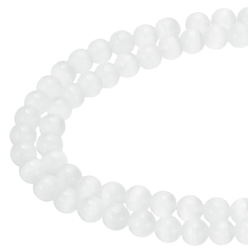 PATIKIL 6 mm Naturklare Quarzlose Perlen Set, 2 Stränge Kristallrunde Gesteinstrangperlen Perlenset Glasperlen für Armbänder Halskette Ohrringe DIY Teile Schmuck Herstellung, Weiß von PATIKIL