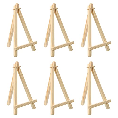 PATIKIL 6.3" Mini Holz Ständer 6Pack Mini Staffelei aus Holz Staffelei Bilderrahmen Halterung Dreifuß Holzstaffelei Klein Tischstaffelei für Tischkalender, Fotodisplay Holz Farbe von PATIKIL