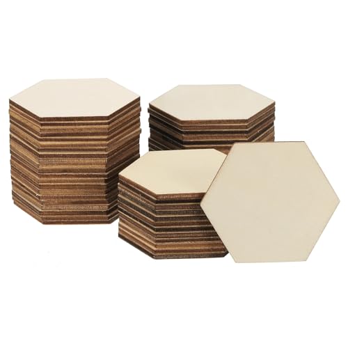 PATIKIL 60mm Holzstücke, 50er Packung Sechseckige Holzformen Rohlinge Holzornamente Natur für Weihnachtsbastelprojekte PATIKIL 60mm Holzstücke, 50er Packung Sechseckige Holzformen Rohlinge Holzornamente Natur für Weihnachtsbastelprojekte von PATIKIL