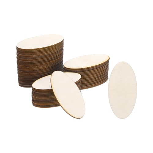 PATIKIL 60x30mm Holzstücke, 60er Packung Unvollendete ovale Holzformen, leere Holzausschnitte, natürliche Verzierungen für Weihnachtsbastelprojekte von PATIKIL