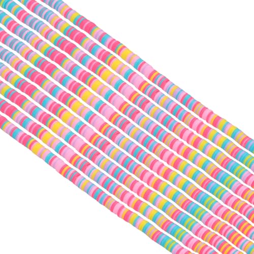 PATIKIL 6mm Runde Flache Clay Perlen Set Spacer, 3500 Stück 10 Stränge Handgemachte Perlen für Armbänder Halskette Ohrringe DIY Teile Schmuck Herstellung, Lila/Rosenrot/Gelb/Blau von PATIKIL