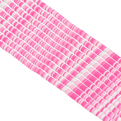 PATIKIL 6mm Runde Flache Clay Perlen Set Spacer, 3500 Stück 10 Stränge Handgemachte Perlen für Armbänder Halskette Ohrringe DIY Teile Schmuck Herstellung, Rosenrot/Rosa/Weiß von PATIKIL