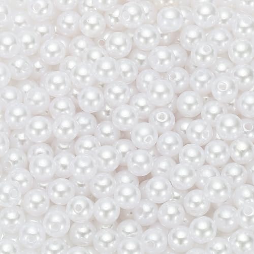 PATIKIL 6mm Runde Glänzende Perlen, 2200 Stück Faux Perlen Lose Perlen mit Loch für Kosmetikboxen DIY Teile Schmuckherstellung Hochzeit Geburtstagsfeier Hausdekoration, Weiß von PATIKIL