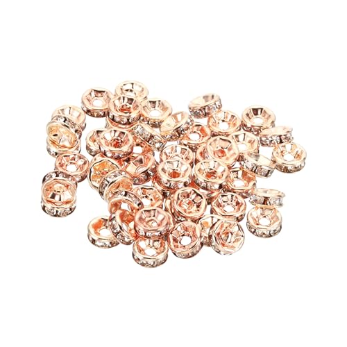 PATIKIL 6mm Spacer Perlen, 100 Stück Perlenabstandhalter Rondelle Spacer Perlen Strass Kleine Runde Glasperlen Kristall für Schmuckherstellung Armbänder Halsketten DIY, Roségold von PATIKIL