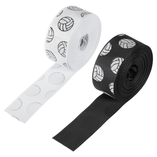 PATIKIL 7/8"x5Yard Volleyball Grosgrain Handwerk Farbband 2 Rolle Polyester Sackleinen Farbband für Weihnachten Kränze Geschenk Verpackung Haus Dekor Schwarz Weiß PATIKIL 7/8"x5Yard Volleyball Grosgrain Handwerk Farbband 2 Rolle Polyester Sackleinen Farbband für Weihnachten Kränze Geschenk Verpackung Haus Dekor Schwarz Weiß von PATIKIL
