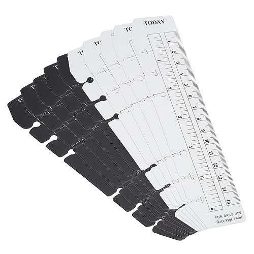 PATIKIL 7.1"x1.6" Lesezeichen Lineal 10 Pack Steckbar Lineal Seitenmarker Buchzeichen Messgeräte für A6 Größe 6-Loch Bindemittel Notebook Schwarz Klar von PATIKIL