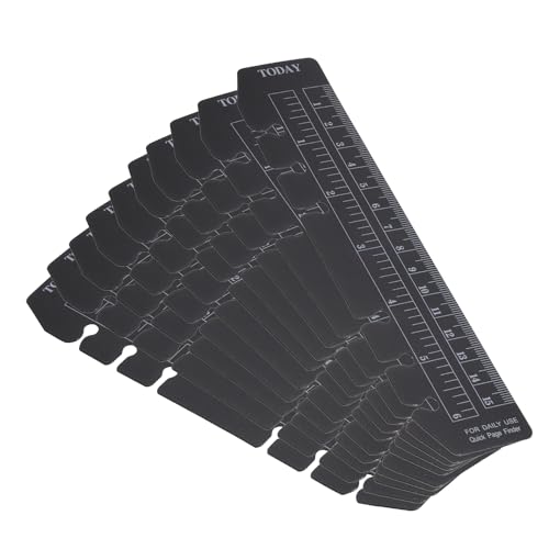 PATIKIL 7.1"x1.6" Lesezeichen Lineal 10 Pack Steckbar Lineal Seitenmarker Buchzeichen Messgeräte für A6 Größe 6-Loch Bindemittel Notebook Schwarz von PATIKIL