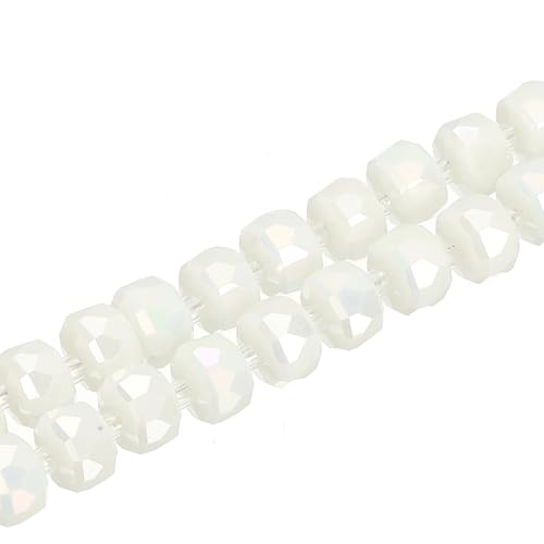 PATIKIL 75 Stk. 8mm OD 5mm dicke Kristallglasperlen, Rondelle Kristallperlen facettierter Edelfelsenstrang mit Abstandperlen für Basteln, Armband, Halskette, Porzellan Weiß PATIKIL 75 Stk. 8mm OD 5mm dicke Kristallglasperlen, Rondelle Kristallperlen facettierter Edelfelsenstrang mit Abstandperlen für Basteln, Armband, Halskette, Porzellan Weiß von PATIKIL