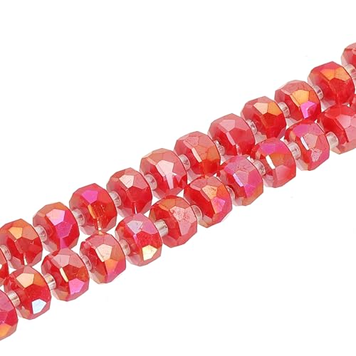 PATIKIL 75 Stk. 8mm OD 5mm dicke Kristallglasperlen, Rondelle Kristallperlen facettierter Edelfelsenstrang mit Abstandperlen für Basteln, Armband, Halskette, Porzellanrot PATIKIL 75 Stk. 8mm OD 5mm dicke Kristallglasperlen, Rondelle Kristallperlen facettierter Edelfelsenstrang mit Abstandperlen für Basteln, Armband, Halskette, Porzellanrot von PATIKIL