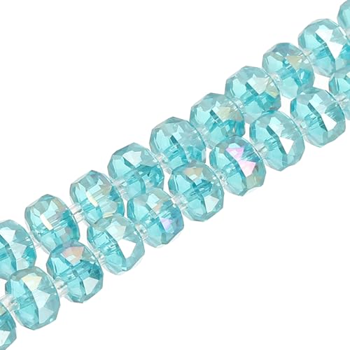 PATIKIL 75 Stk. 8mm OD 5mm dicke Kristallglasperlen, Rondelle Kristallperlen facettierter Edelfelsenstrang mit Abstandperlen für Basteln, Armband, Halskette, Seeblau von PATIKIL